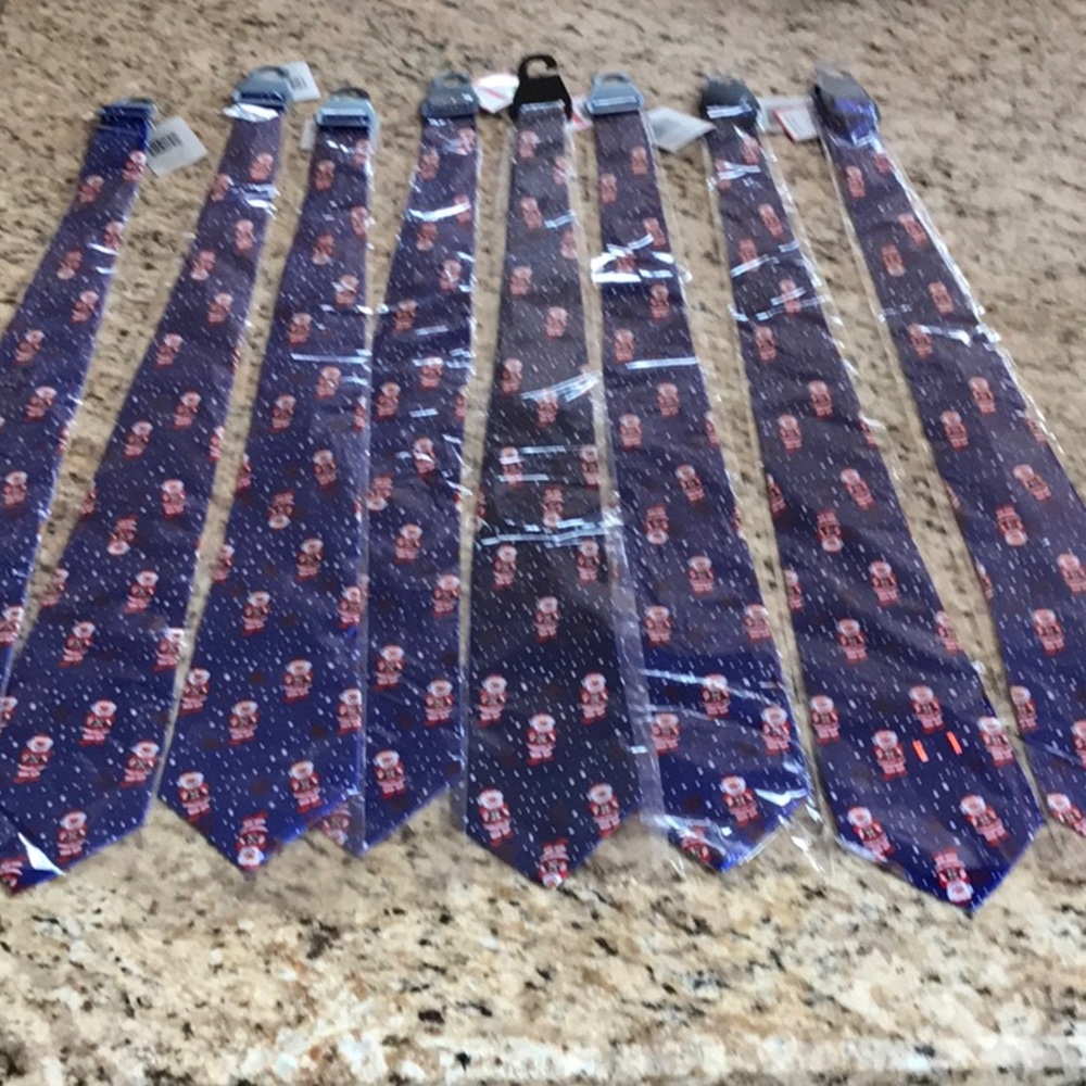 8 NWT Amglo identical blue shiny Santa Claus Christmas Ties